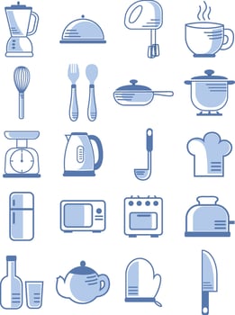 Kitchen appliances, illustration icon set vector