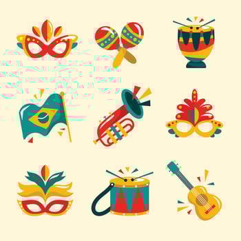 Rio Festival Icon Set vector