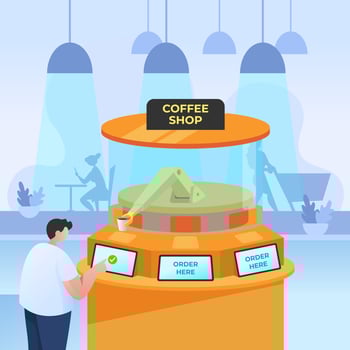 A Man Order Coffee from UNTACT Coffee Shop vector