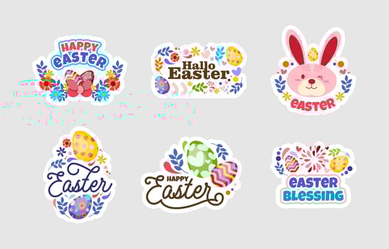 Happy Easter Sticker Design Set vector