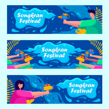 Songkran Festival Banners vector
