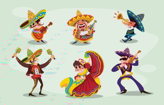 Cinco de Mayo Mexican Characters Concept vector