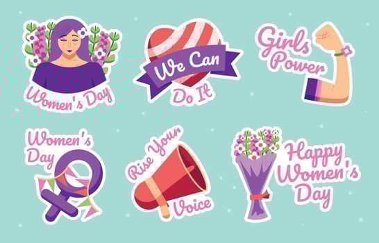 Collection of Women's Day Sticker vector