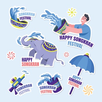 Songkran Festival Sticker Collection vector