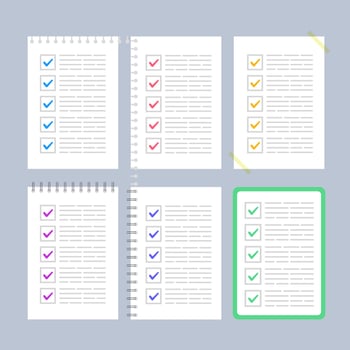 Flat to Do Check List Collection vector