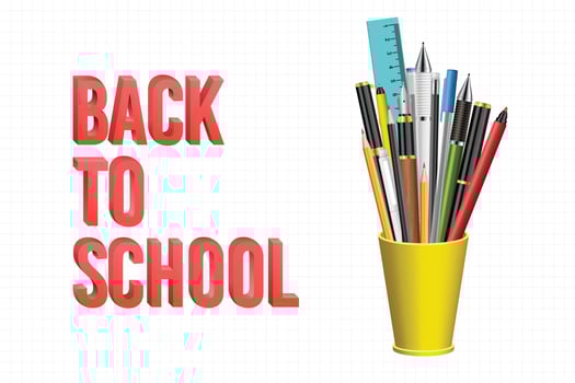 Back to school background with pens and pencils vector