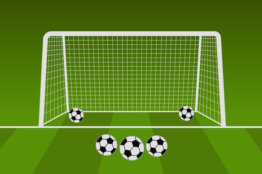 Football Net With Soccer Balls vector