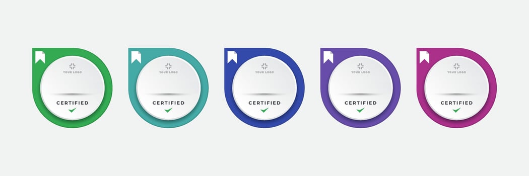 Certified digital badge logo design template. Future of IT certification for corporate project brand. Set modern icon vector illustration.