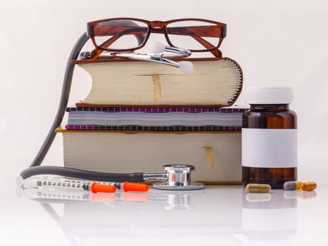 Medical books concept photo