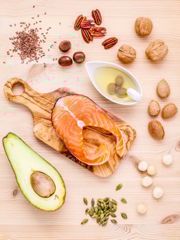 Salmon fillet and fresh ingredients photo