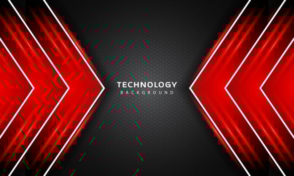 3D Overlap layers effect with red color light decoration. modern technology design template. vector
