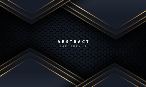 Abstract gold line arrow on black with hexagon mesh design modern luxury futuristic technology background vector illustration.