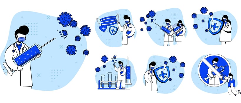Set of medical virus vaccine icon vector