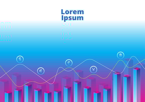 background financial chart with line graph in stock market ultraviolet vector