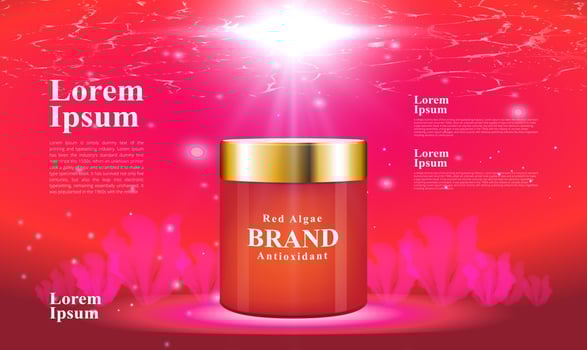red algae supplementary food for health and beauty under the sea background 3d packaging vector design