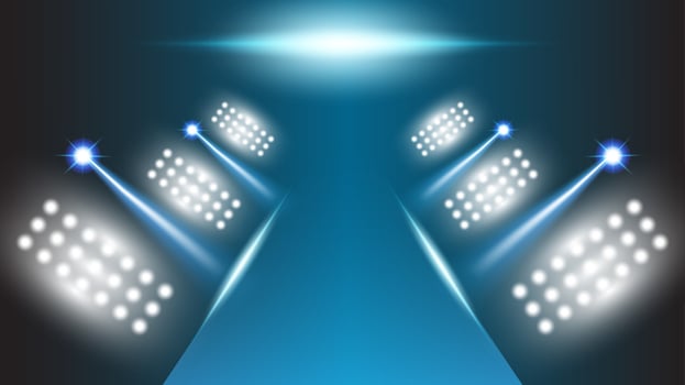 Abstract background stadium stage hall with scenic lights of round futuristic technology vector