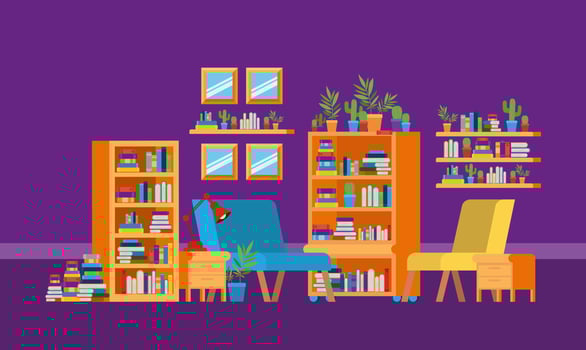 Home study room with books design vector