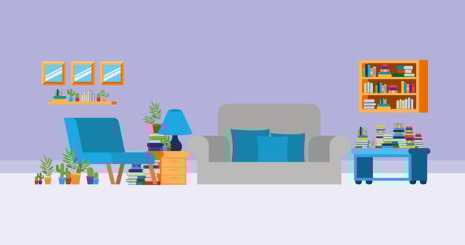 Home study room with books design vector