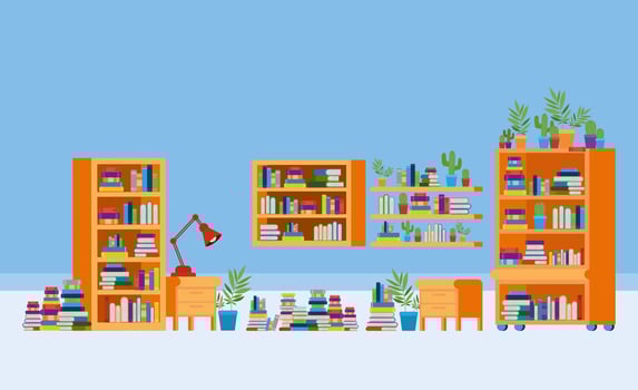 Home study room with books design vector