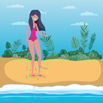 Young woman at the beach vector