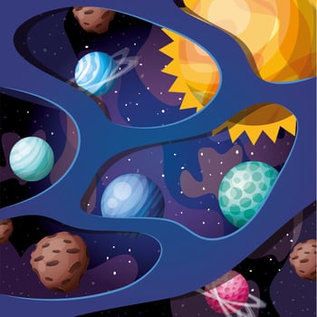 Solar system planets and sun design vector illustration