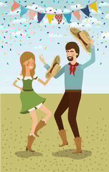 farmers couple celebrating with garlands vector