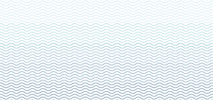 Blue seamless wave line pattern on white background vector