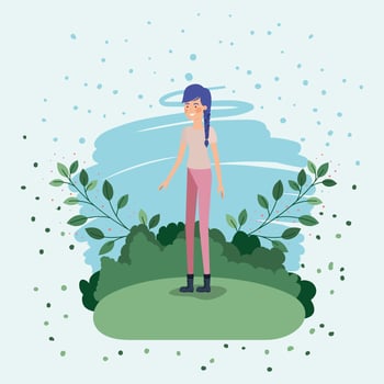 young woman in the field character vector