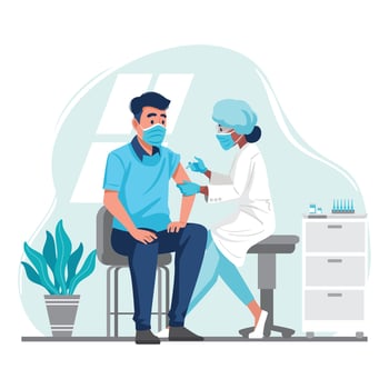 Doctor Injecting Coronavirus Vaccine to a Patient Concept vector