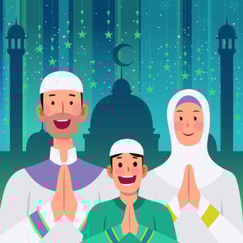 Islamic Family Eid Al-Fitr greeting vector