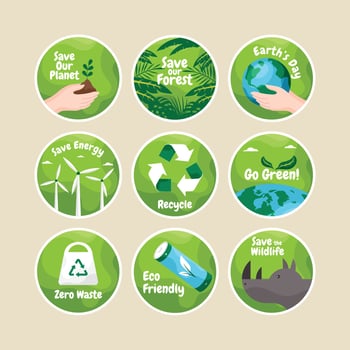 Save Our Planet Campaign Sticker Pack vector