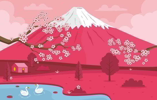 Cherry Blossom Landscape Concept vector