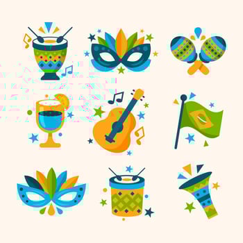 Rio Carnival Brazilian Festival Element Collection vector