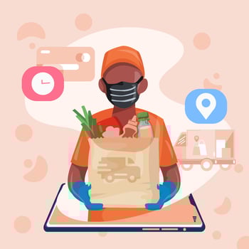 Package Delivery Food Items Via Online Apps vector