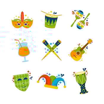 Rio de Janeiro Festival Icon Objects Collection vector
