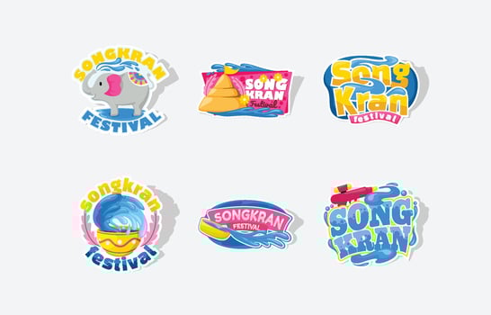 Songkran Festival Sticker vector
