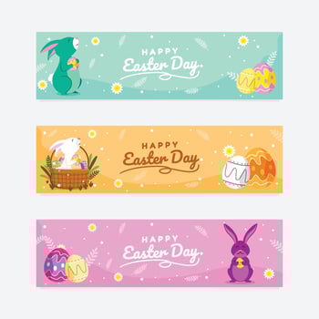 Happy Easter Day Banner Set vector
