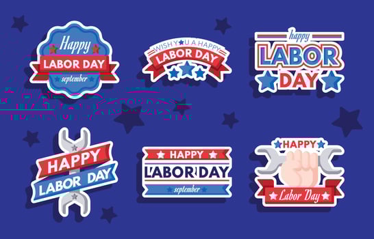 Happy Labor Day Sticker Collection vector