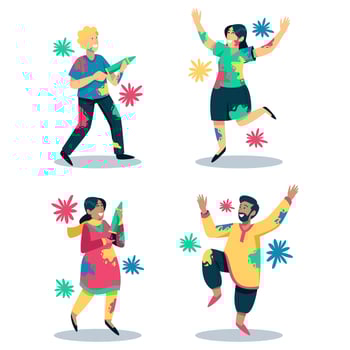 People Celebrate a Colorful Holi vector