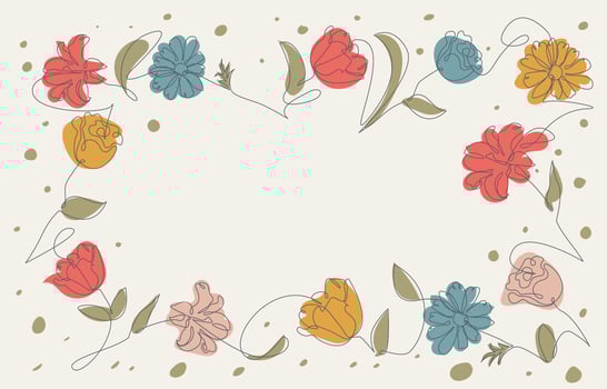 Flowers One Line Art Elements vector
