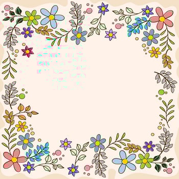 Colorful Flat Spring Flower Frame vector
