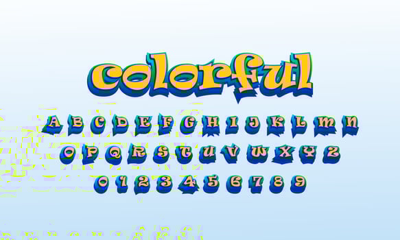 text effect colorful font alphabet vector