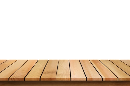 Wooden table on white photo