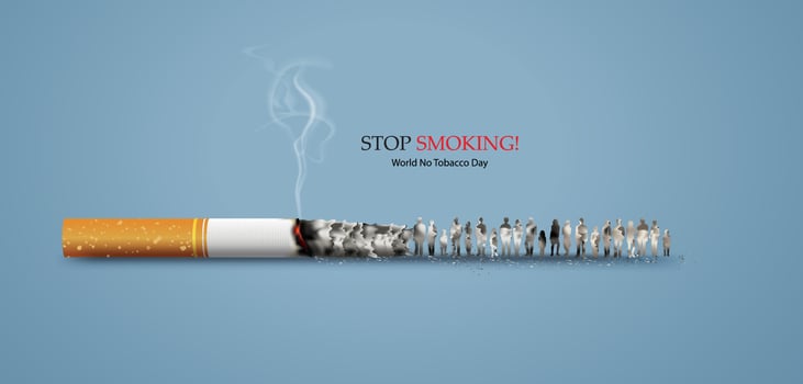 Anti-smoking graphic with burning cigarette made of individual people vector
