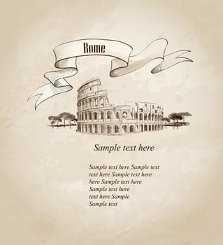 Rome travel landmark. Italian Colosseum architectural icon. vector