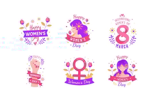 8 March Women's day icon set vector