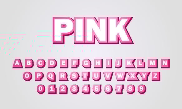 text effect pink font alphabet vector