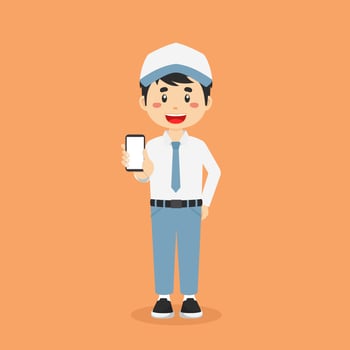 Indonesian Senior High School Character Hold The Phone vector