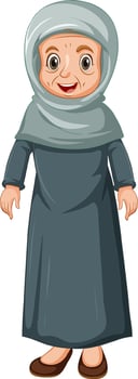 Old muslim lady cartoon character vector