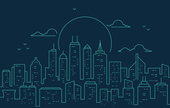 Night Urban City Building Cityscape Landscape Line Illustration vector